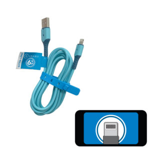2-tone 8-pin to USB charging cable with silicone wrap and retail tag