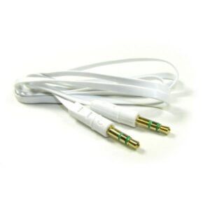 White 3.5mm auxiliary audio cable with gold-plated connectors